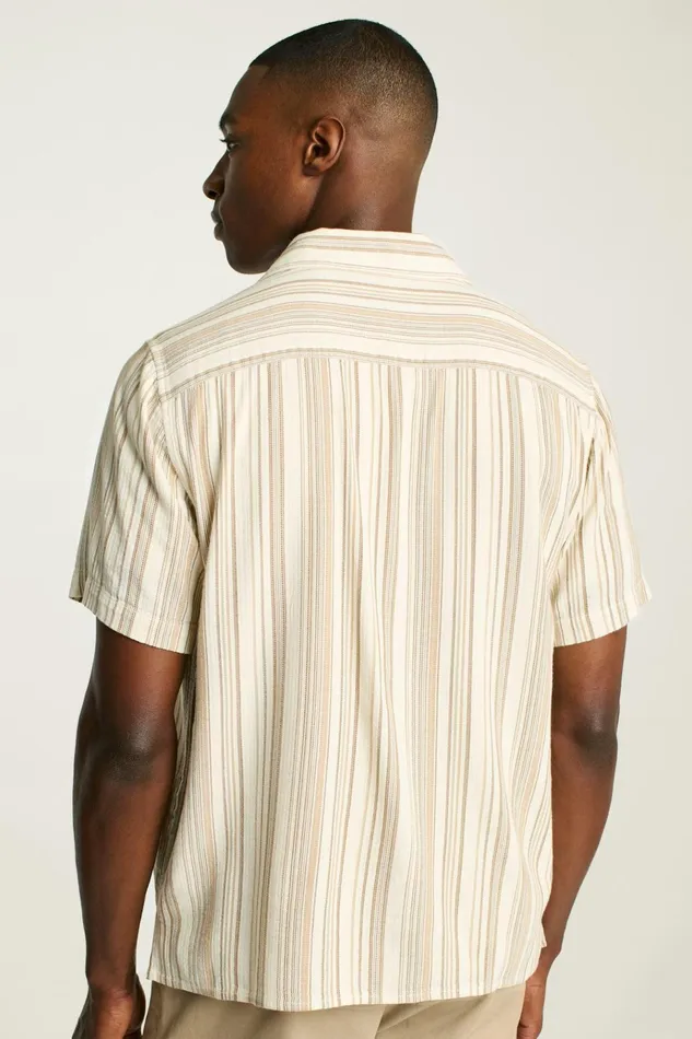 Men Casual Shirts Bonobos Riviera Cabana Shirt Ivory Stripe