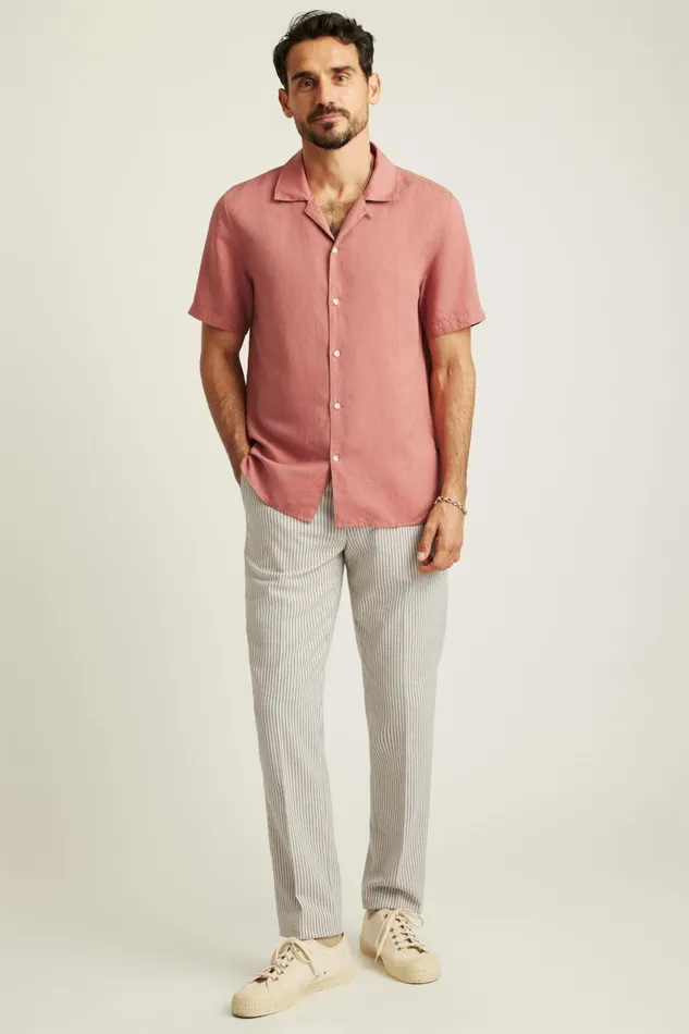 Men Casual Shirts Bonobos Riviera Cabana Shirt Withered Rose