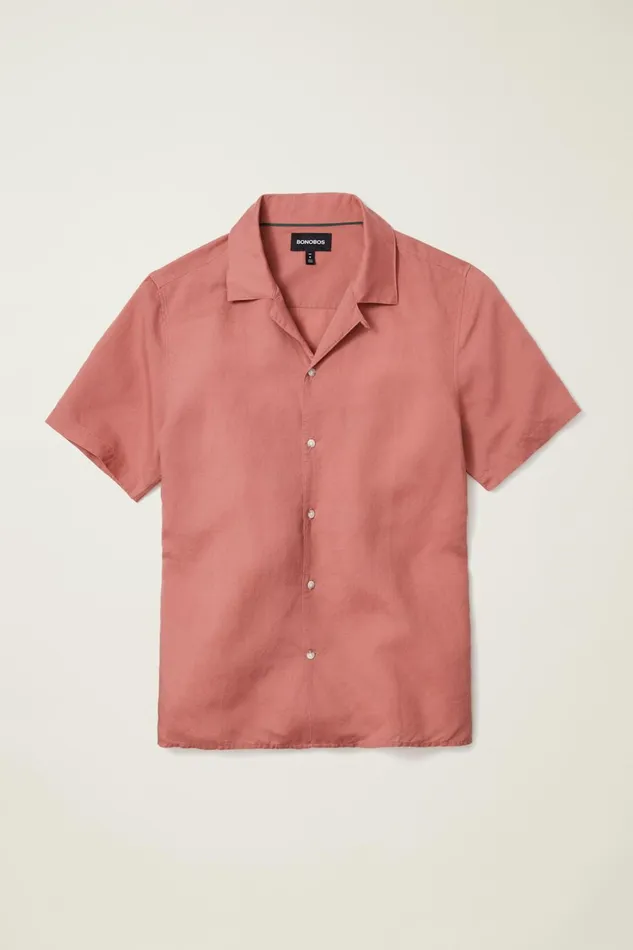 Men Casual Shirts Bonobos Riviera Cabana Shirt Withered Rose