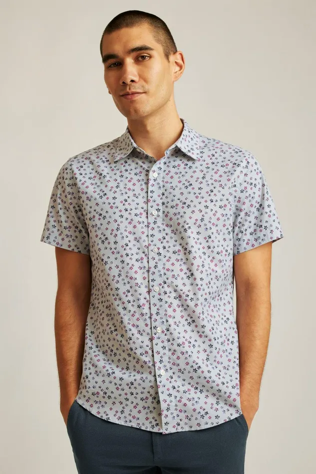 Men Casual Shirts Bonobos Riviera Short Sleeve Shirt Blue Petra Floral