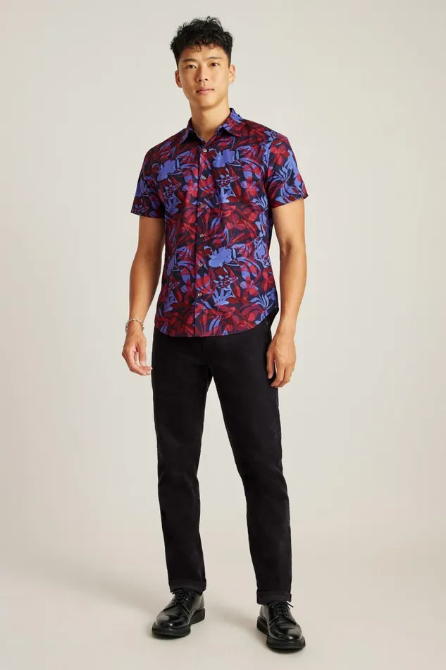 Men Casual Shirts Bonobos Riviera Short Sleeve Shirt Deep Tone Florals