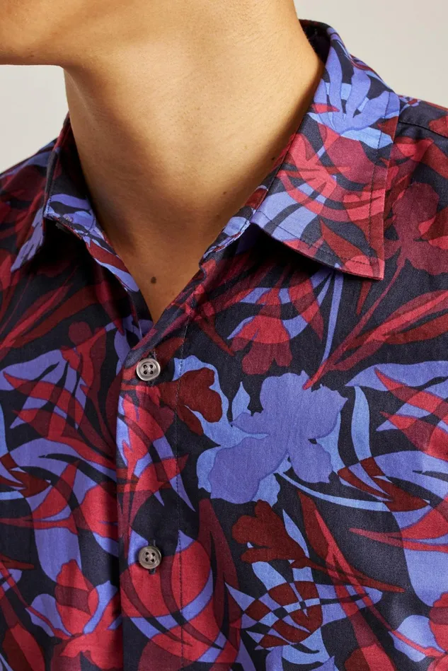 Men Casual Shirts Bonobos Riviera Short Sleeve Shirt Deep Tone Florals