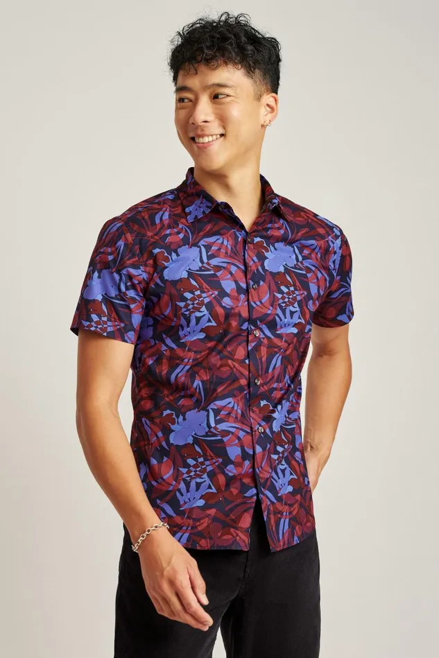 Men Casual Shirts Bonobos Riviera Short Sleeve Shirt Deep Tone Florals