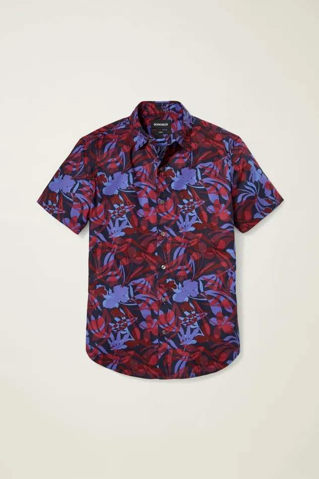 Men Casual Shirts Bonobos Riviera Short Sleeve Shirt Deep Tone Florals