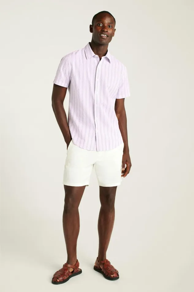 Men Casual Shirts Bonobos Riviera Short Sleeve Shirt Lavender Stripe