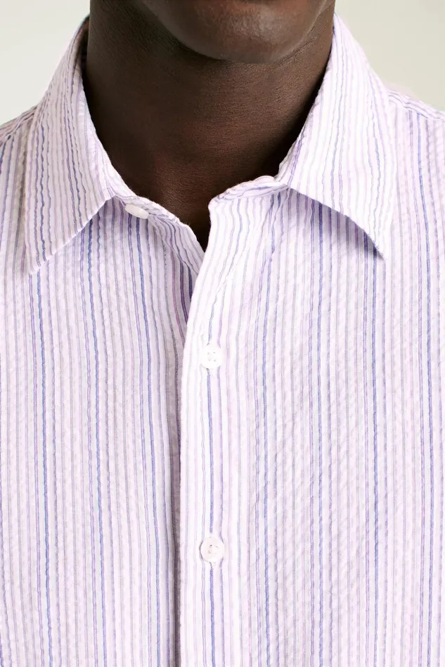 Men Casual Shirts Bonobos Riviera Short Sleeve Shirt Lavender Stripe