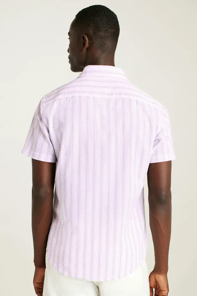 Men Casual Shirts Bonobos Riviera Short Sleeve Shirt Lavender Stripe