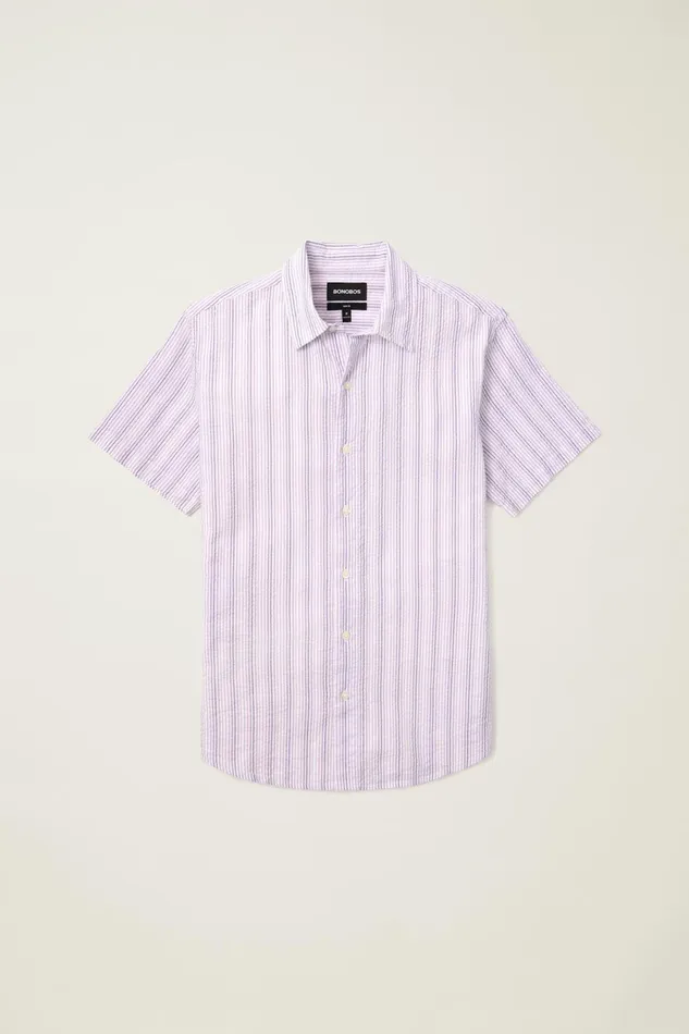 Men Casual Shirts Bonobos Riviera Short Sleeve Shirt Lavender Stripe