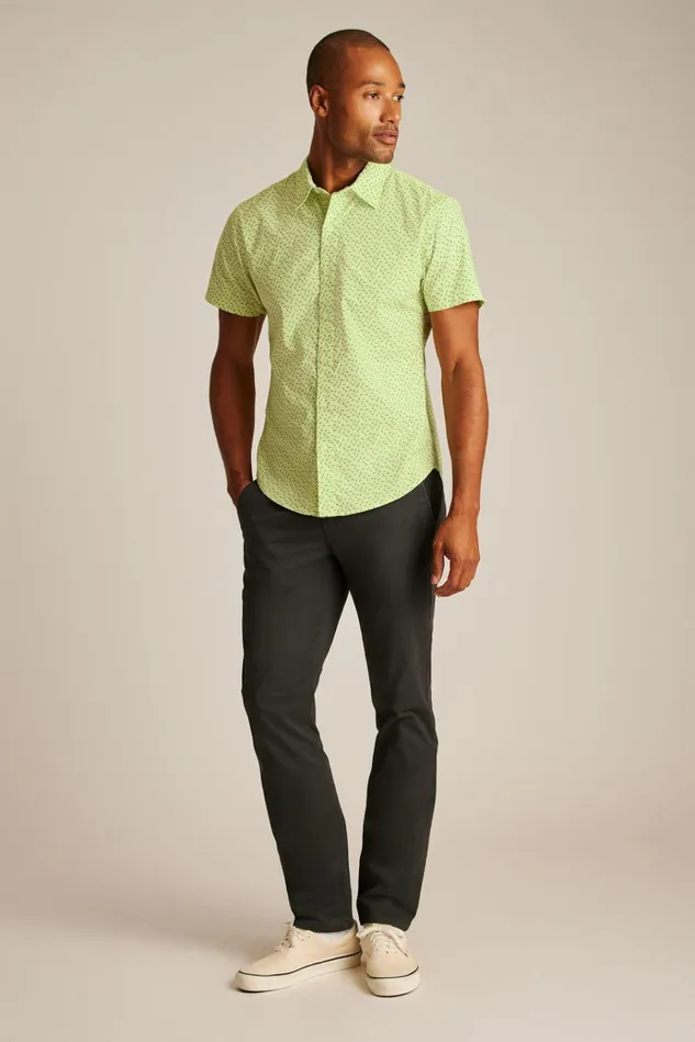 Men Casual Shirts Bonobos Riviera Short Sleeve Shirt Lime Micro Floral