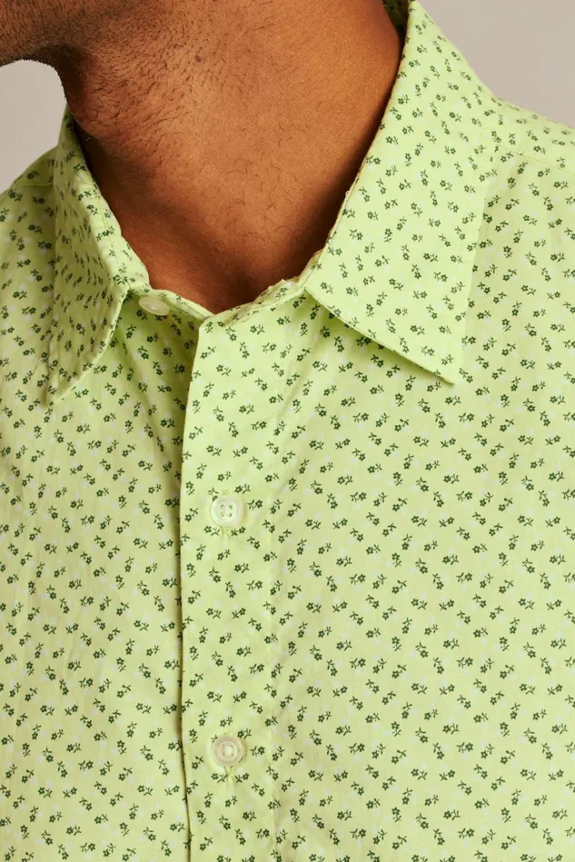 Men Casual Shirts Bonobos Riviera Short Sleeve Shirt Lime Micro Floral