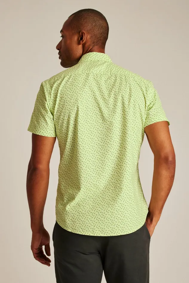Men Casual Shirts Bonobos Riviera Short Sleeve Shirt Lime Micro Floral