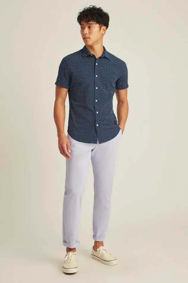 Men Casual Shirts Bonobos Riviera Short Sleeve Shirt Navy Beckbury Geo