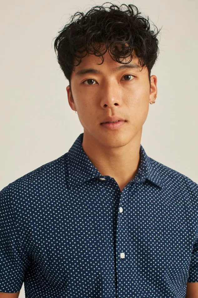 Men Casual Shirts Bonobos Riviera Short Sleeve Shirt Navy Beckbury Geo