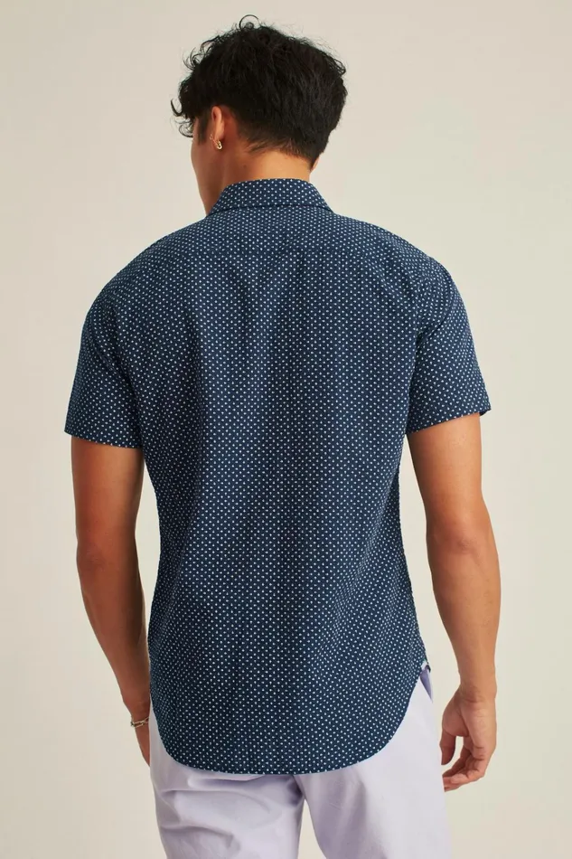Men Casual Shirts Bonobos Riviera Short Sleeve Shirt Navy Beckbury Geo