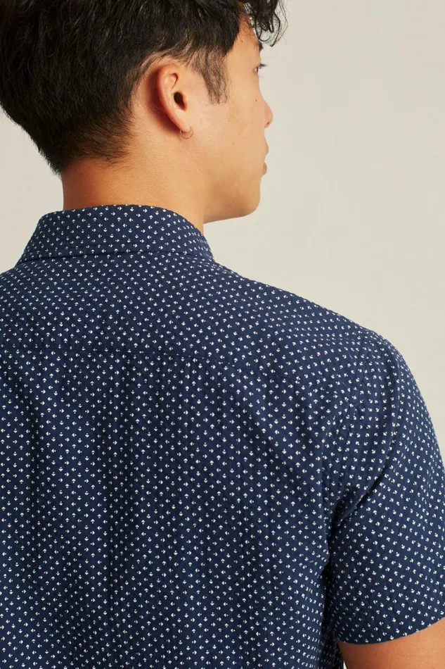 Men Casual Shirts Bonobos Riviera Short Sleeve Shirt Navy Beckbury Geo