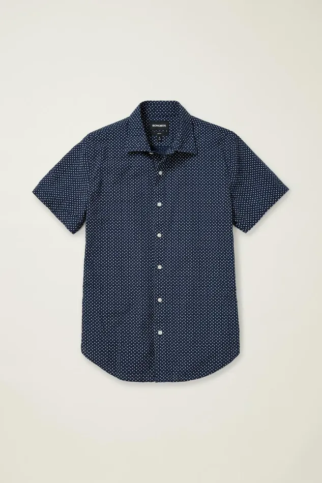 Men Casual Shirts Bonobos Riviera Short Sleeve Shirt Navy Beckbury Geo