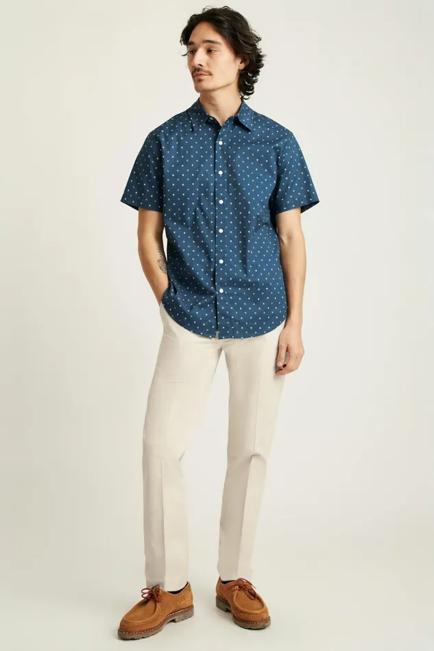 Men Casual Shirts Bonobos Riviera Short Sleeve Shirt Navy Teal Friend Of A Frond