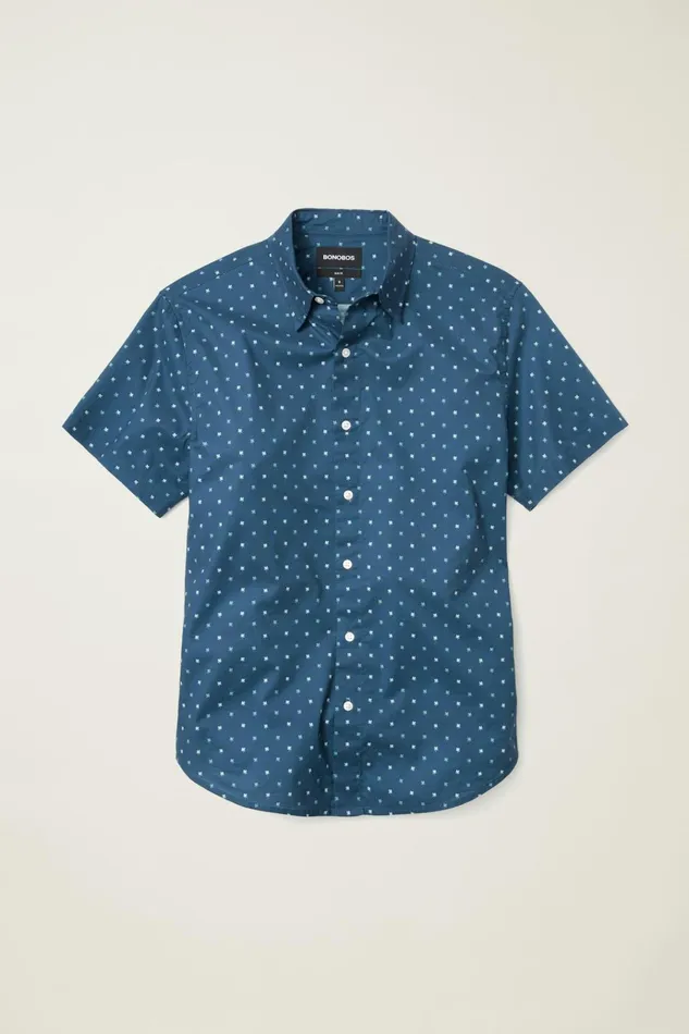 Men Casual Shirts Bonobos Riviera Short Sleeve Shirt Navy Teal Friend Of A Frond