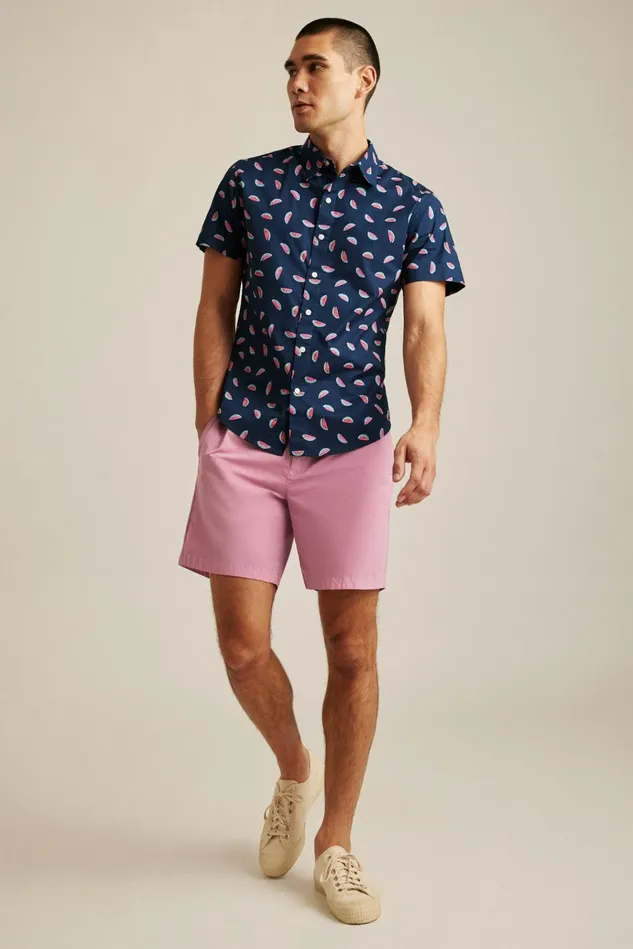 Men Casual Shirts Bonobos Riviera Short Sleeve Shirt Painted Watermelon Toss Men Casual Shirts Bonobos Riviera Short Sleeve Shirt Painted Watermelon Toss