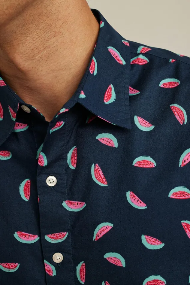 Men Casual Shirts Bonobos Riviera Short Sleeve Shirt Painted Watermelon Toss