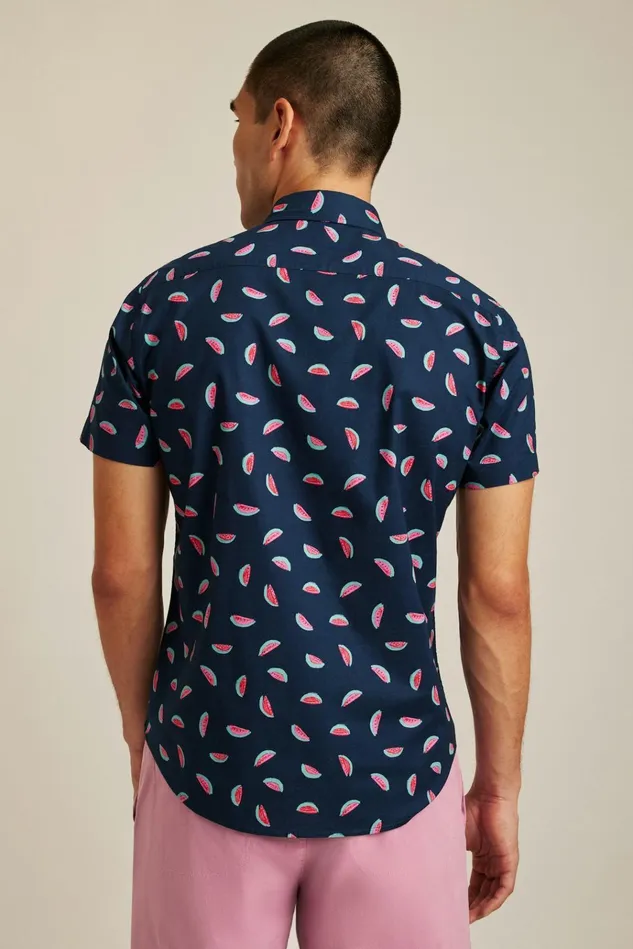 Men Casual Shirts Bonobos Riviera Short Sleeve Shirt Painted Watermelon Toss