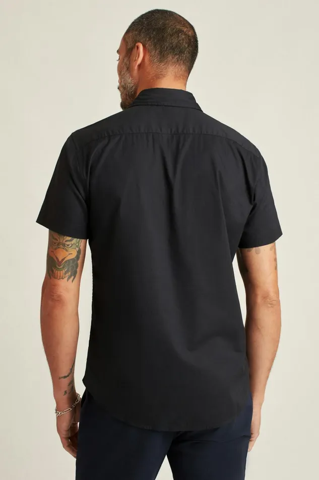 Men Casual Shirts Bonobos Riviera Short Sleeve Shirt Solid Jet Black