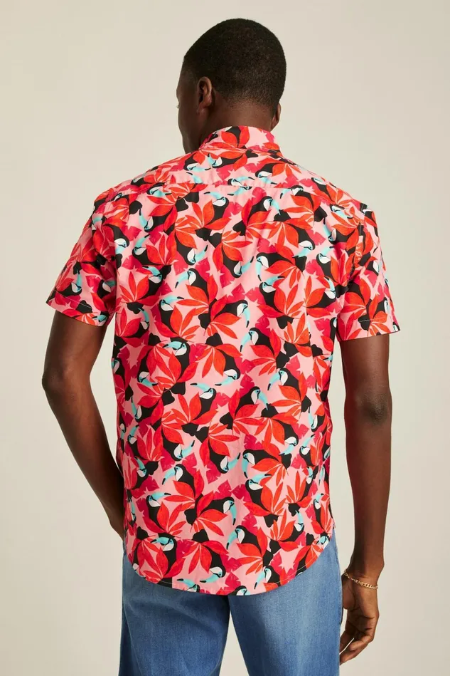 Men Casual Shirts Bonobos Riviera Short Sleeve Shirt Toot Toot Toucan Red