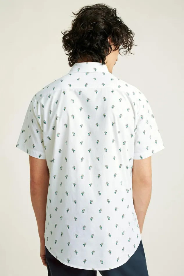 Men Casual Shirts Bonobos Riviera Short Sleeve Shirt White Daisies