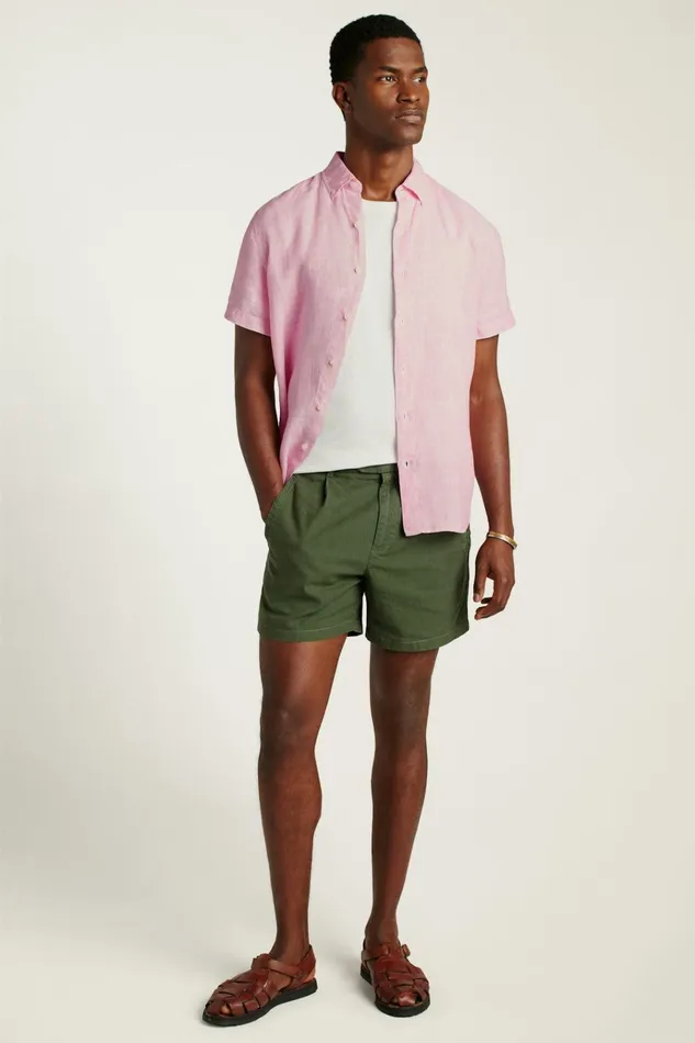 Men Casual Shorts Bonobos Coastal Linen Short Green Juice