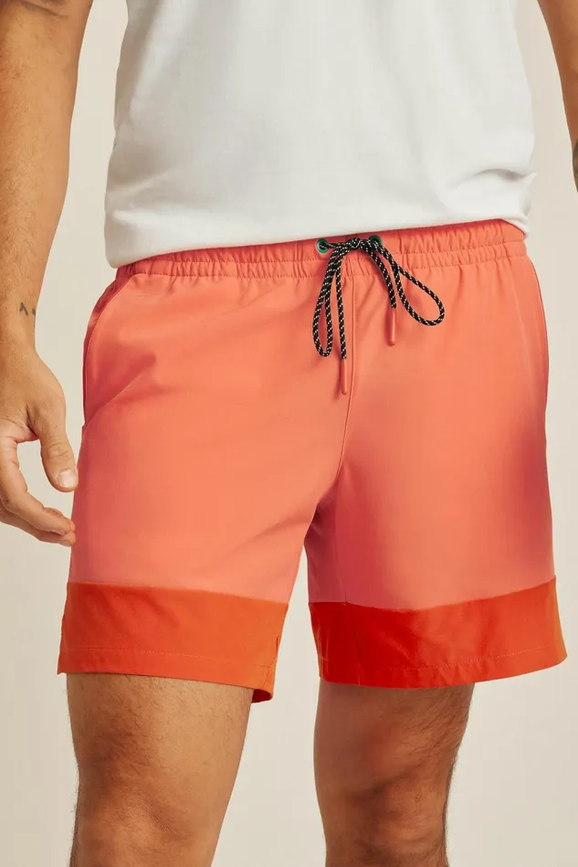 Men Casual Shorts Bonobos The Rec Short Coral Color Block