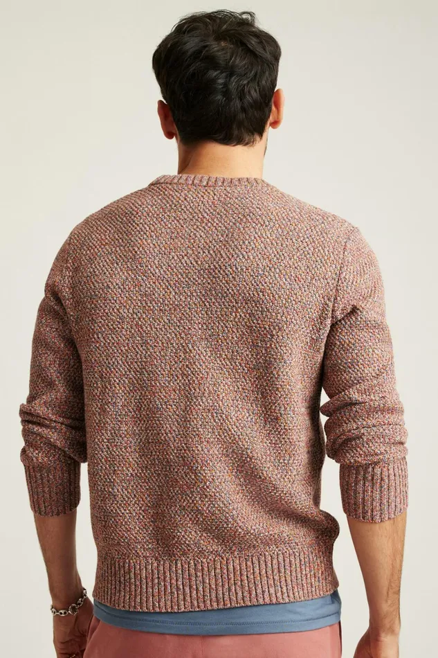 Men Crew and VNeck Sweaters Bonobos Italian Cotton Crew Neck Sweater Multi Reds