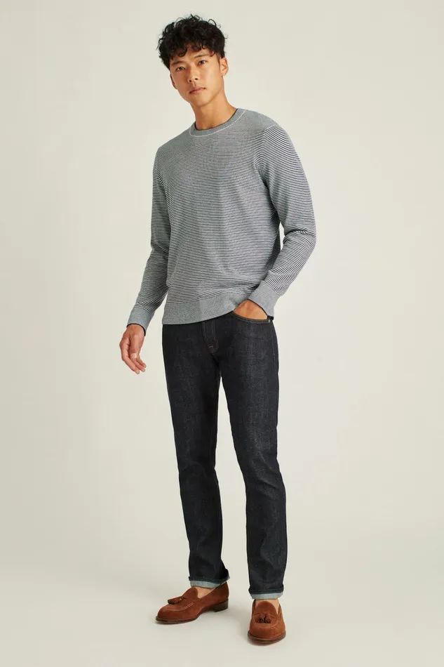 Men Crew and VNeck Sweaters Bonobos Soft Air Novelty Crew Navy Stripe