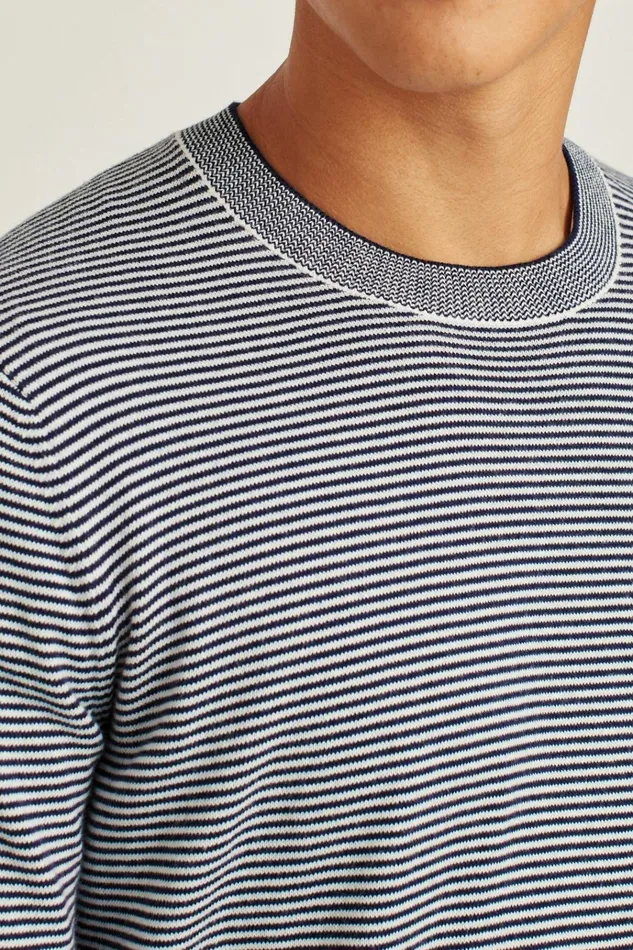 Men Crew and VNeck Sweaters Bonobos Soft Air Novelty Crew Navy Stripe