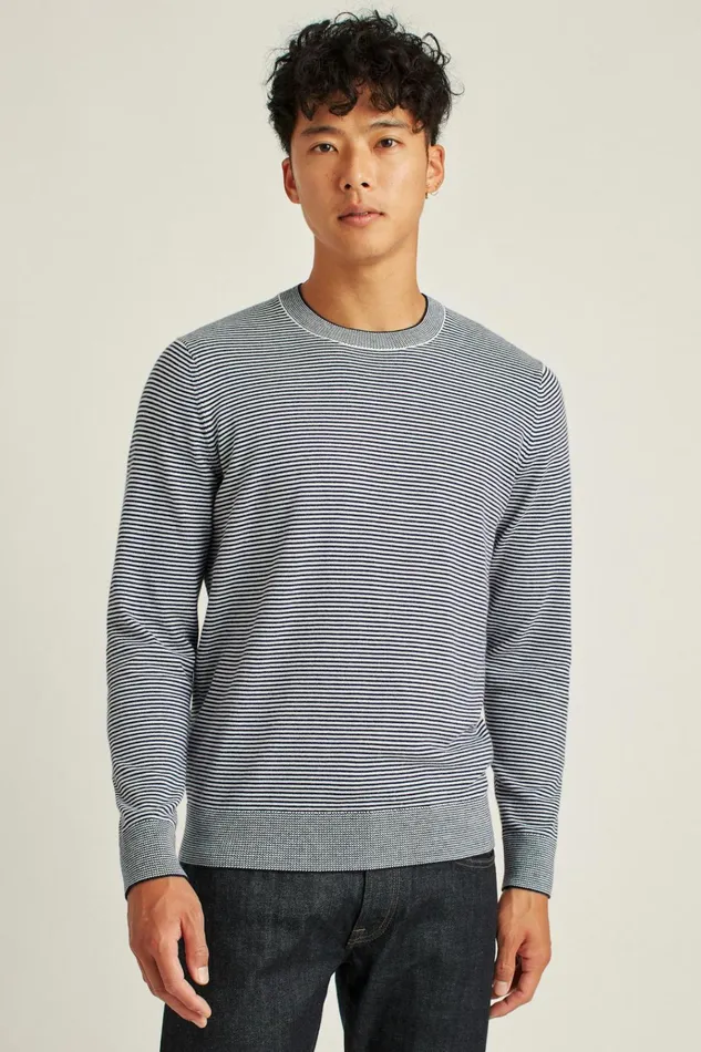 Men Crew and VNeck Sweaters Bonobos Soft Air Novelty Crew Navy Stripe