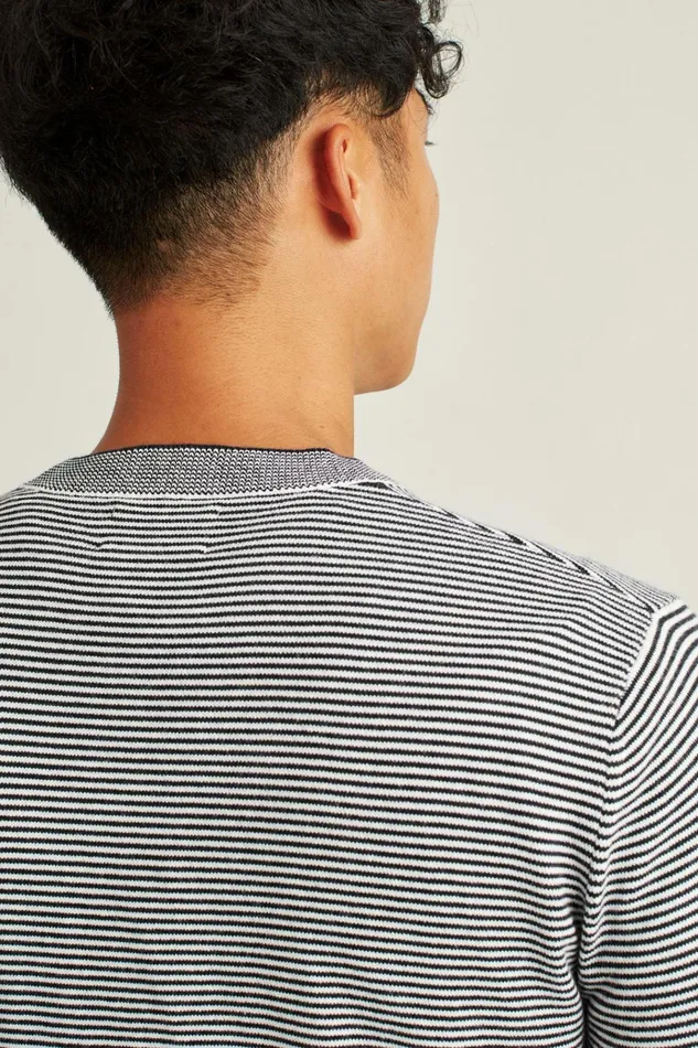 Men Crew and VNeck Sweaters Bonobos Soft Air Novelty Crew Navy Stripe