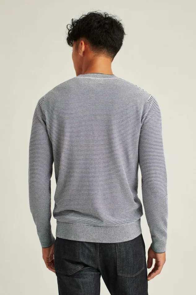 Men Crew and VNeck Sweaters Bonobos Soft Air Novelty Crew Navy Stripe