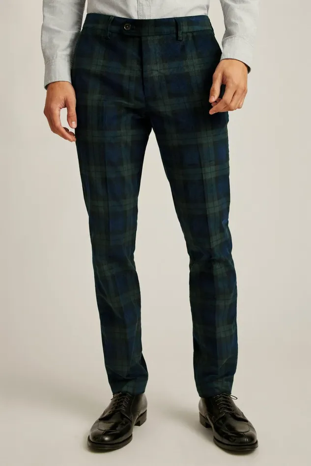Men Dress Pants Bonobos Velvet Trousers Blackwatch Plaid