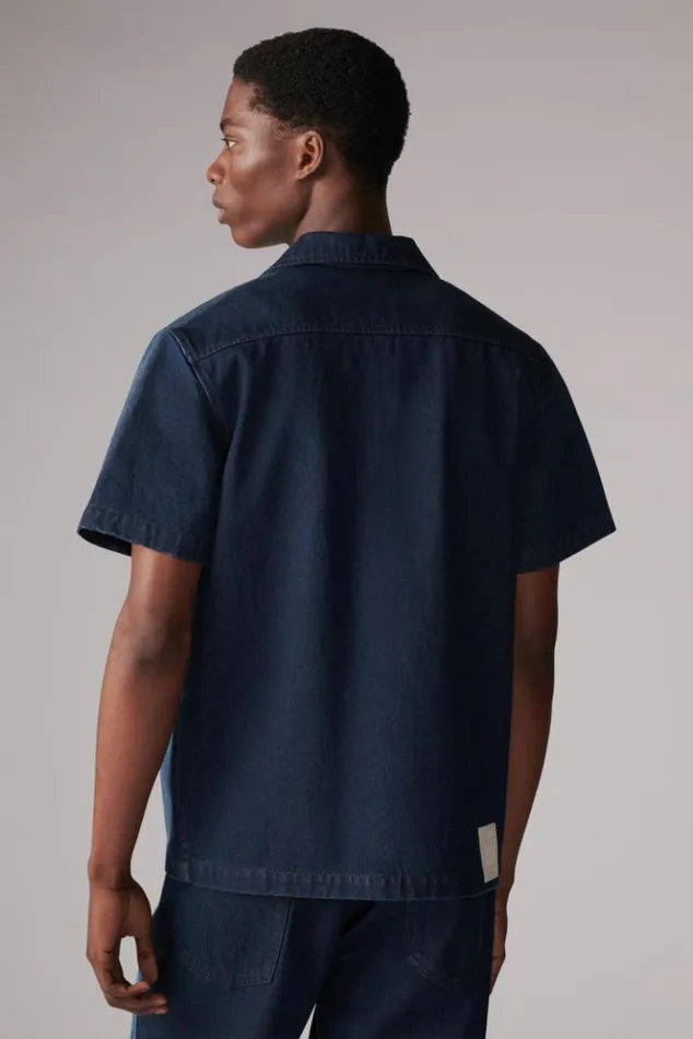 Men Fiorucci Enlarged Angels Bowling Shirt Blue Navy Men Fiorucci Enlarged Angels Bowling Shirt Blue Navy