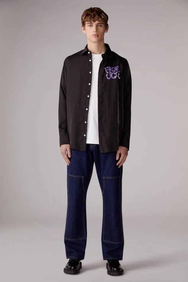 Men Fiorucci Liquid Logo Shirt Black Black