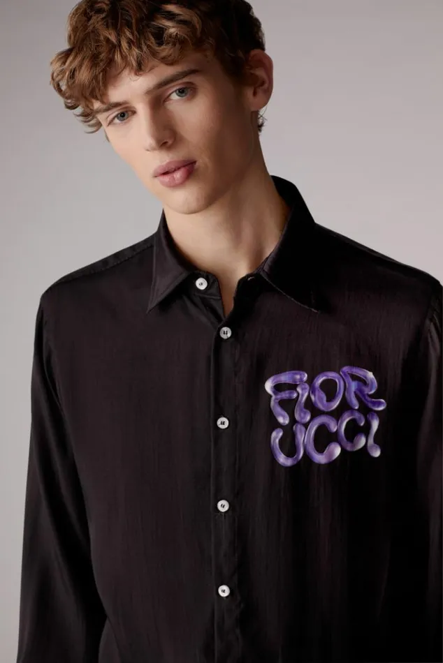 Men Fiorucci Liquid Logo Shirt Black Black Men Fiorucci Liquid Logo Shirt Black Black