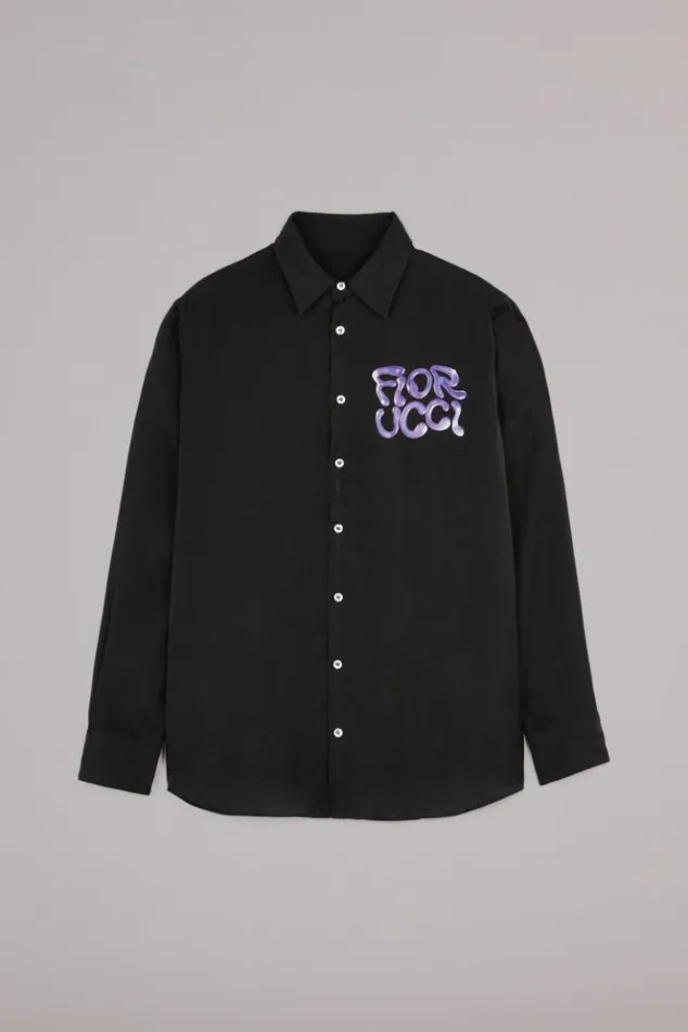 Men Fiorucci Liquid Logo Shirt Black Black Men Fiorucci Liquid Logo Shirt Black Black