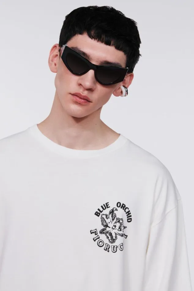 Men Fiorucci Orchid Graphic TShirt White White Men Fiorucci Orchid Graphic TShirt White White