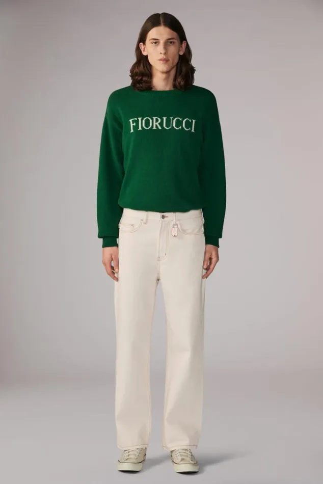 Men Fiorucci Star Logo Safety Jeans Cream Cream