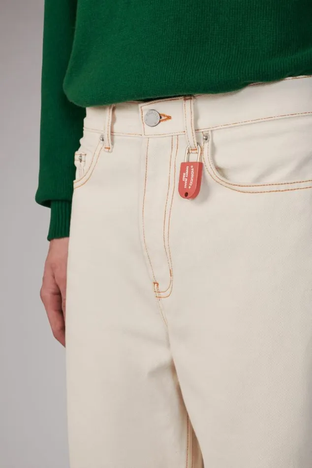 Men Fiorucci Star Logo Safety Jeans Cream Cream Men Fiorucci Star Logo Safety Jeans Cream Cream