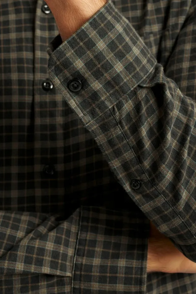 Men Flannels and Shirt Jackets Bonobos Everyday Lightweight Flannel Shirt Dark Charcoal Pinto Check