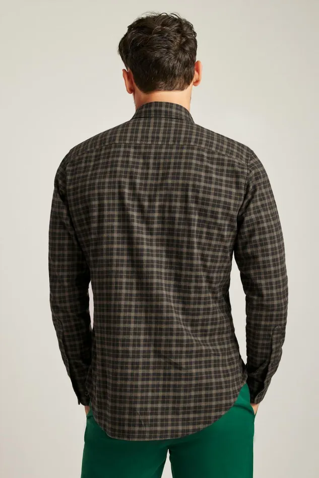Men Flannels and Shirt Jackets Bonobos Everyday Lightweight Flannel Shirt Dark Charcoal Pinto Check