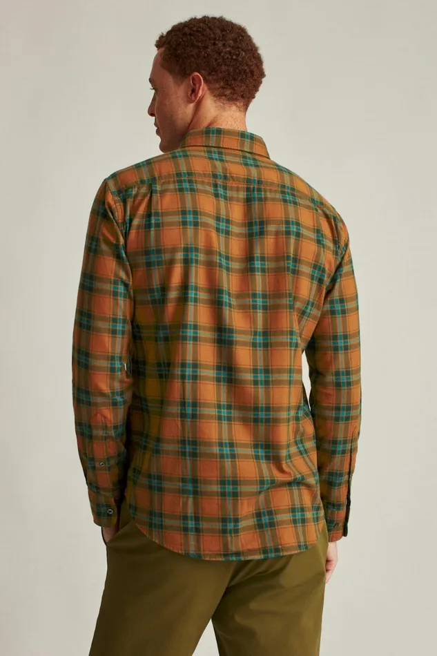 Men Flannels and Shirt Jackets Bonobos Everyday Lightweight Flannel Shirt Earth Brown Plaid