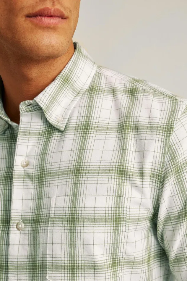 Men Flannels and Shirt Jackets Bonobos Everyday Lightweight Flannel Shirt Green Loden Plaid