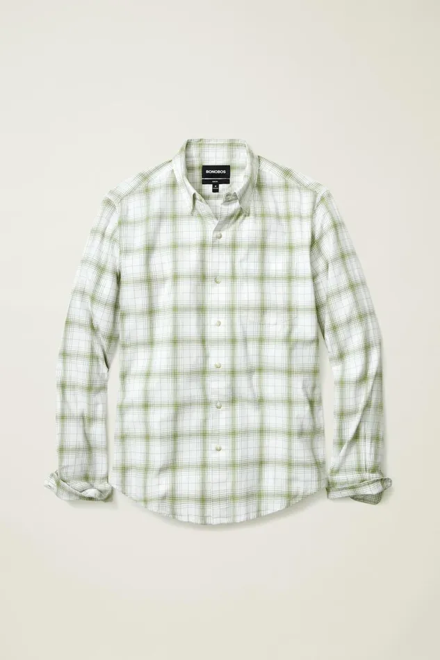 Men Flannels and Shirt Jackets Bonobos Everyday Lightweight Flannel Shirt Green Loden Plaid