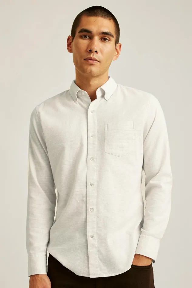 Men Flannels and Shirt Jackets Bonobos Everyday Lightweight Flannel Shirt Oatmeal Micro Houndstooth